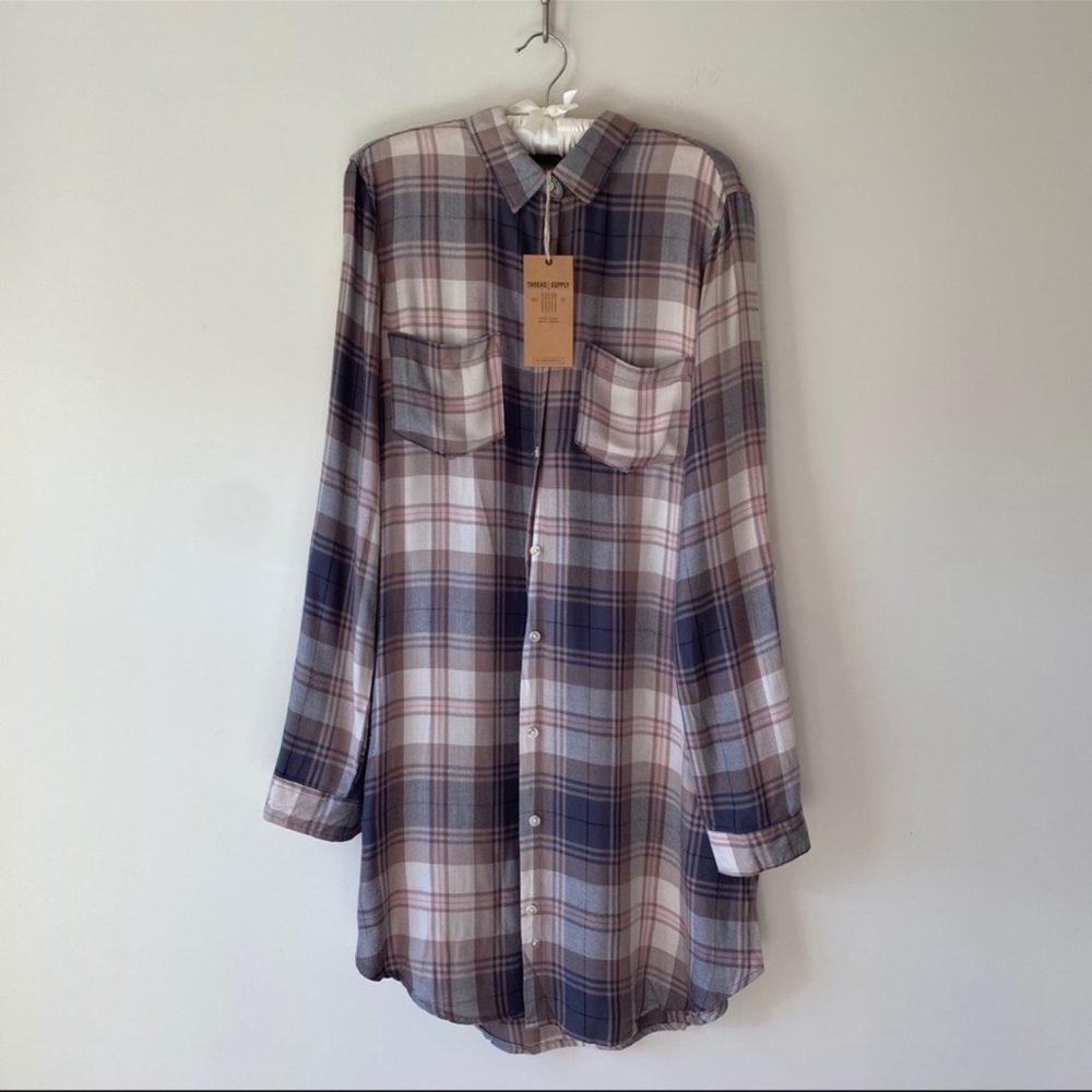 Thread & Supply Long Sleeve Shirt Dress/Tunic Sz L